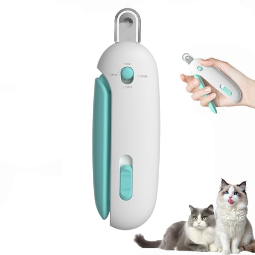 Pawira Cat Nail Clipper, Adjustable 3 Size Trimming Hole & Hidden Nail File, for Kittens & Indoor Cats, Anti-Splash Claw Cutter (Blue)