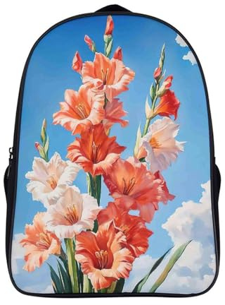 adjustable padded shoulder strap gladiolus school backpack 3d printed funny cool sky ergonomics bag firm two compartment fashion daypack-16inch, school rucksack for students/adults