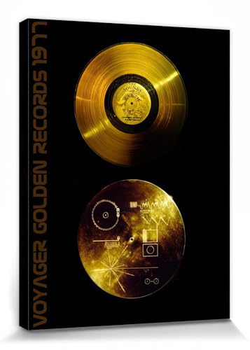 1art1 Schallplatten Poster Klänge Der Erde, Voyager Golden Records Bilder Leinwand-Bild Auf Keilrahmen | XXL-Wandbild Poster Kunstdruck Als Leinwandbild 80x60 cm