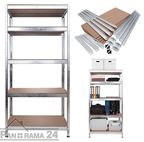 Panorama24 Lagerregal verzinkt belastbar bis 875 kg - Maße: 180 x 90 x 40 cm Regal Steckregal Kellerregal Werkstattregal Schwerlastregal