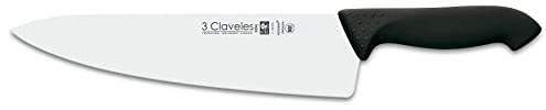 3 Claveles Proflex - Cuchillo cocinero 25 cm, acero inoxidable, negro