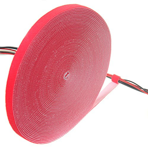TUKA 25 m x 15mm Organizador de Cables, Cinta de Gancho y Bucle Sujeta Cables, Recortable Cinta adhesiva Cable Manguera, Hook & Loop Organizar Cables, Reutilizable | Ajustable, rojo TKB5015 red
