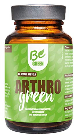 BeGreen Arthro Green, Hyaluronsäure, Zink, MSM, Folsäure, Selen und l-Prolin für die körpereigene Kollagen-Synthese, ohne chemische Entzündungshemmer, hochdosiert, vegan, 60 Kapseln