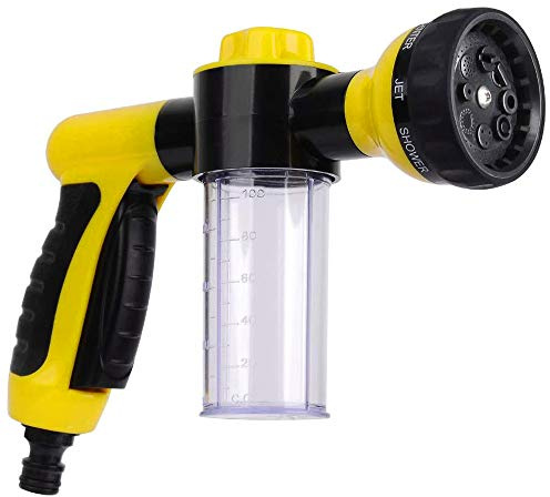 Goolsky Gartenschaum Wassersprüher Schlauch Schaumstoff Düse Seifenspender Pistole für Autow?sche Haustiere Dusche Pflanzen Bew?sserung (gelb)