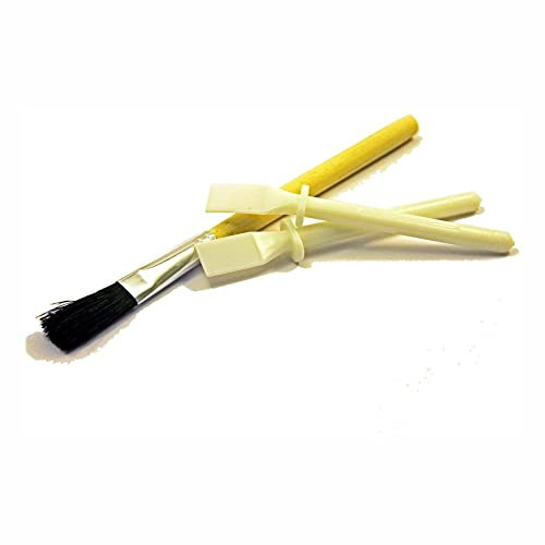 3 Ace Crafts Paste Brush and Glue Spreader Spatulas Set - Wooden Handle Paste Brush with 2 Plastic Spatulas