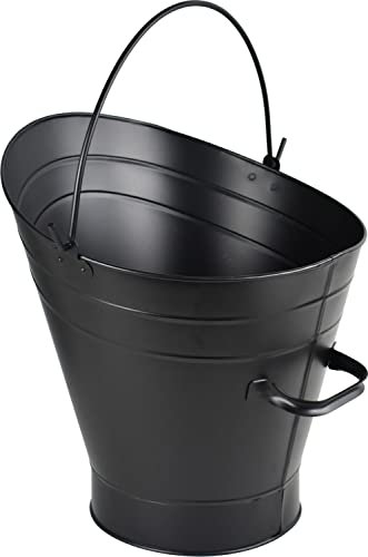 Heavy Duty Black Metal Fireplace Round Coal Scuttle Bucket Hod 16 Tall