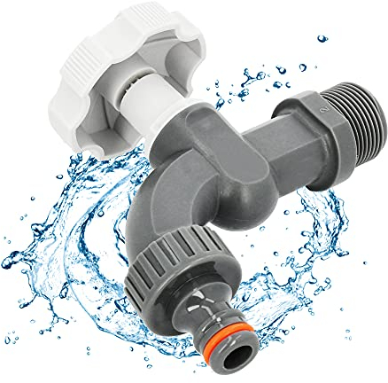 BRADAS® Auslaufhahn WHITE LINE 3/4 x 3/4 Zoll Wasserhahn Garten Kunststoff | Ersatz-Hahn Auslaufventil Für Regentonne Regenwassertonne Gartenschlauch mit Schlauchanschluss Adapter Hahnverbinder