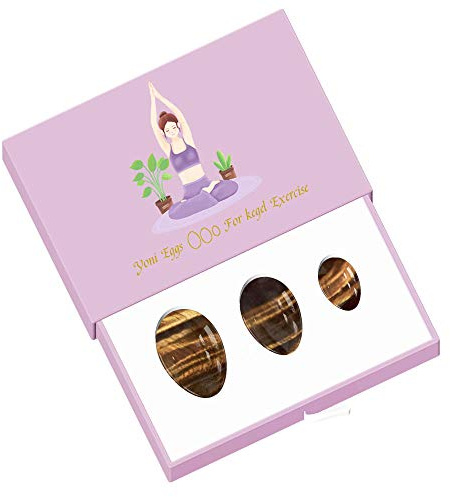Tiger Eye Yoni Eggs Set Kegel Exercise Ben Wa Ball Drilled Jade Eggs Natural Stone Yoni Wand Undrilled Massage Ball-Undrill Egg with Box