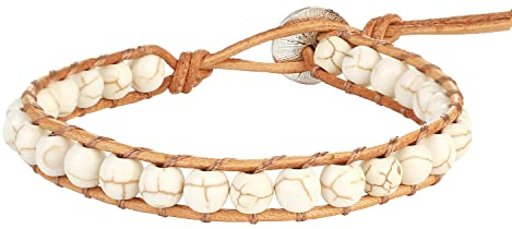 KELITCH Türkis Perlen Armbänder Neu Leder Wickelarmband Damen Charm Armbänder