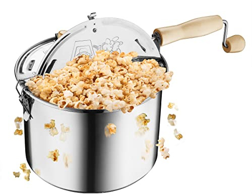 6251 Original Stainless Steel Stovetop Popcorn Popper - 6.5-Quart - by Great Northern Popcorn,Silver,130857PCV