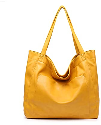 NICOLE & DORIS Handtasche Damen Groß Shopper Tasche Casual Schultertasche Weiche Leder Tragetasche Reise Tote Bag Elegant Handtaschen Gelb