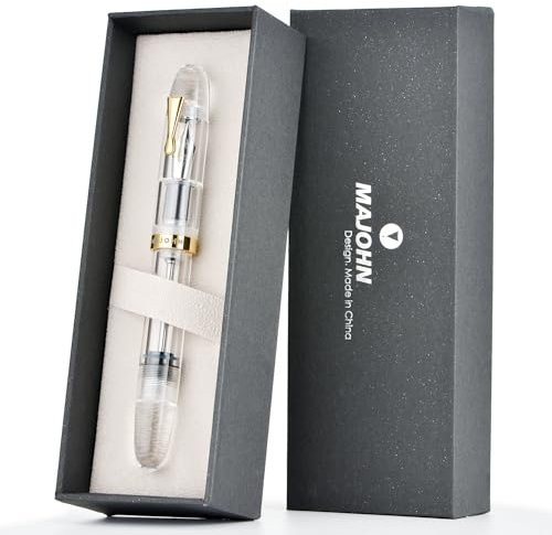 erofa Majohn C4 Eyedropper Füllfederhalter, extra feine Feder, transparentes Acryl, große Größe, Schreibstifte für Büro, Geschäft, mit Box