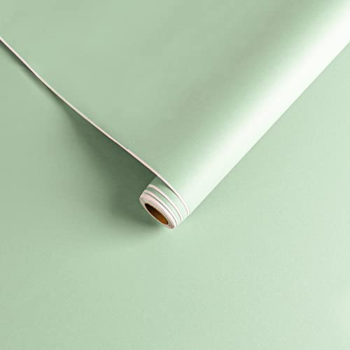 VEELIKE Papier Peint Vert Menthe Papier Adhésif pour Meuble Vintage Papier Peint Adhesif Decoratif Papier Autocollant Meuble Cuisine Lavable Rouleau Vinyl Adhesif Salon Chambre Armoire 40cm×300cm