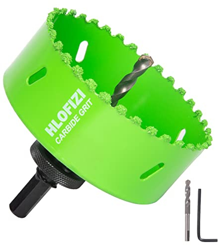 HLOFIZI 4-1/4 Carbide Grit Hole Saw for 4 Inch Recessed Lights, Cut Through Stucco, Ceiling Old Plaster, Drywall, Cement Board, Sheetrock with 1-1/2 Depth, Up to 3X Longer Life
