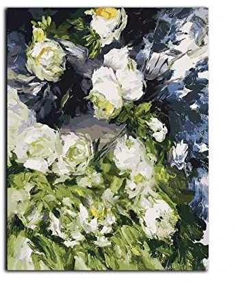 Ölbilder Auf Leinwand Handgemalt, Grüne Textur Rose Blume Cluster Landschaft Moderne Abstrakte Kunstwerke Rahmenlose Original Handgemalte Ölgemälde Auf Leinwand Wandkunst Für Wohnzimmer Schlaf