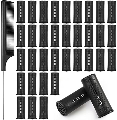 WILLBOND 36 Pieces Cold Wave Rod Hair Perm Rods Hair Rollers Perming Curlers with Steel Rat Tail Comb for Hairdressing Styling