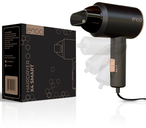 ENOA X4 SMART phon da viaggio pieghevole, compatto e leggero, asciugatura rapida, silenzioso, 3 velocità, 3 temperature, concentratore