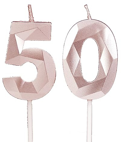 DTXLX Rose Gold Number 50 Birthday Candles Cake Decoration | 50th, Happy, Toppers, for, Parties, Weddings, Company, Anniversaries