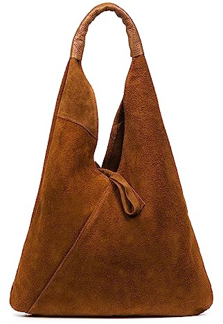 FIRENZE ARTEGIANI. Agnana Shopper Handtasche Damen Echtleder Wildleder und Dollar 36x10x30cm Farbe: Leder, Leder, Utility