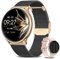 BANLVS Smartwatch Damen Telefonfunktion 1.32 Always-On-Display, IP68 Wasserdichter Armbanduhr mit Herzfrequenz/SpO2/Schlafmonitor/Menstruationszyklus Fitness Tracker für iOS Android Schwarz Roségold