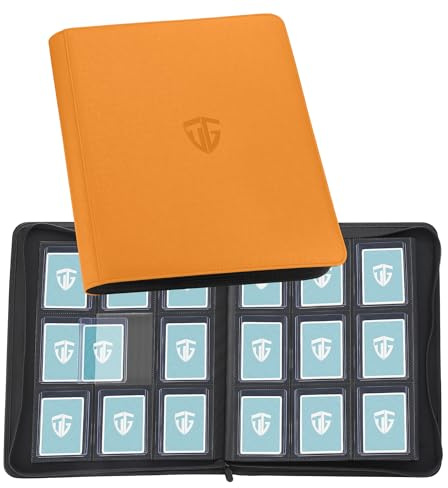 TCGUARD Sammelkarten Album für 216 Karten, 9 Fächer Binder Mit Hüllen für 3x4 Rigid Toploader Card, Trading Card Binder für TCG, MTG-Karten, Kartensammelalben (Orange)
