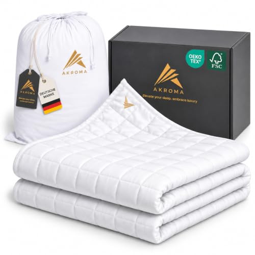 Akroma® Premium Gewichtsdecke 155x220cm 12KG – Anti Stress Therapiedecke - Schwere Bettdecke zum Besser schlafen – Entspannungsdecke gegen Schlafstörung - 100% Baumwolle (OekoTex) - Weighted Blanket
