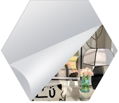 Abyssaly Spiegelfolie Selbstklebend für Badezimmer, Spiegelfliesen zum Kleben Klein 20x20cm, Sechseckiger Kinderklebespiegel Acryl 2mm Dicke für Tür Wand Schrank 4 Stück