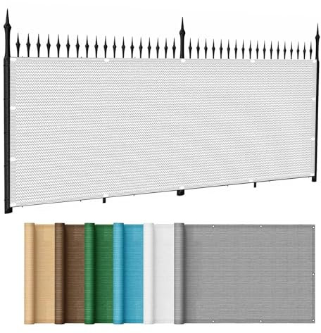Balkonverkleidung Sichtschutz 45 x 650 cm Windschutz Sonnenschutz Und Wetterfest Balkonverkleidung Sichtschutz Meterware mit Kabelbinder Ohne Bohren Sichtschutz für Balkon, Weiß