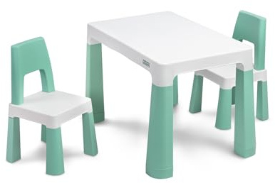 TOYZ by CARETERO Kindertisch mit 2 Stühlen - Monti - Kindermöbel Set - ab 3 Jahren - Minze