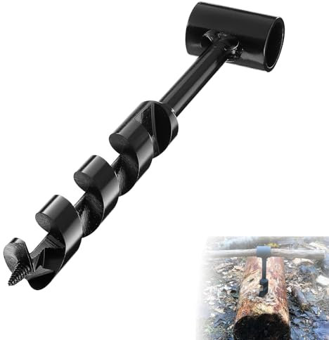 Tarière Manuelle, Bushcraft Perceuse à main, Tarière à Bois Manuelle, Perceuse à Main Extérieure,Tarière Manuelle Bushcraft, Portable, l'aventure en Plein Air, le Camping, 25 x 260 mm