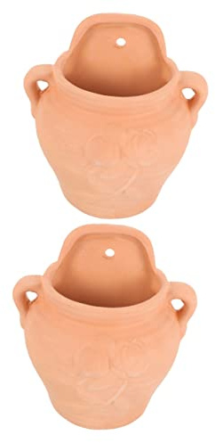 CANIGHT 2pièces Pot De Fleurs Mural Suspendu Terre Cuite avec Drainage Jardinière pour Plantes Intérieur Et Extérieur Décoration De Balcon Mur Design Créatif Et Élégant