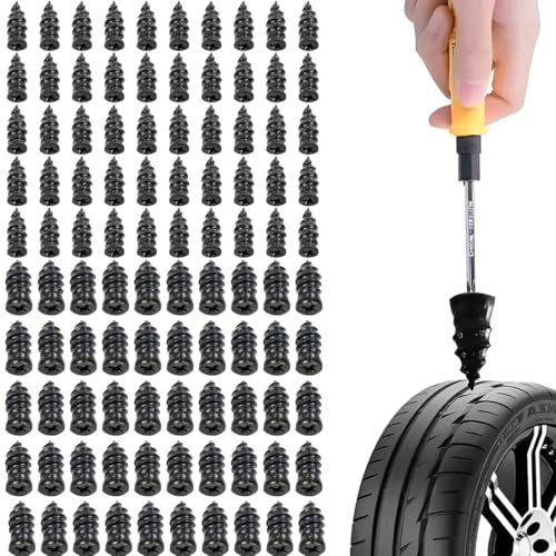 QEXUJOW Reifendichtmittel Reifenreparaturnägel, Vakuumreifenreparaturnägel Gummi, Tubeless Car Self-Service-Reifenreparaturnägel (50 große + 50 kleine Gummireifenreparaturnägel)