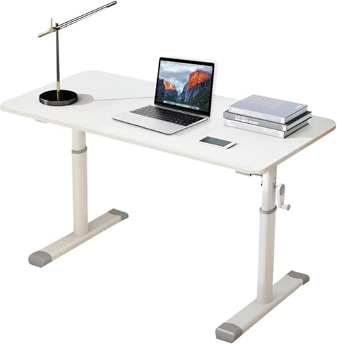 Wooruy Manual Adjustable Standing Desk,Height Adjustable Desk,Sturdy Standing Workstation Computer Desk Workspace Table for Home Office Study and Small Spaces,White 80W x 45D x(63~90) Hcm