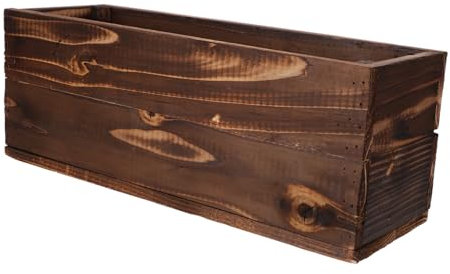 Milisten Holzkasten Für Pflanzen Rustikaler Blumenkübel Aus Karbonisiertem Holz Mit Halterung Für Balkon Und Garten Für Sukkulenten Wetterfest Und Langlebig