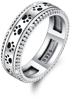 PARYFO Fidget Ringe Drehbar 925 Sterling Silber Pfoten Ring für Frauen Mädchen Spinner Ring zur Linderung von Angstzuständen und Stress Schmuck Geschenke für Freundin Mutter Ehefrau Tochter