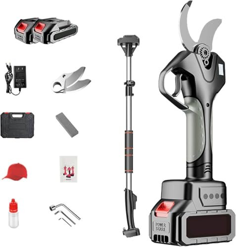 WEIMILOR Sécateur électrique Professionnel, Sécateur électrique sans Fil, 45mm Secateur Electrique Professionnel avec Perche Télescopique De 2,1m, écran LCD, Batterie Au Lithium,1battery