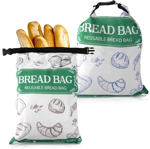 BOXOB 2pcs Sacs de Conservation du Pain, 44x29,5cm Réutilisables Sacs de Rangement du Pain avec Fermeture Éclair Lavables Récipient Alimentaire pour Levain Bagels Pain Grillé