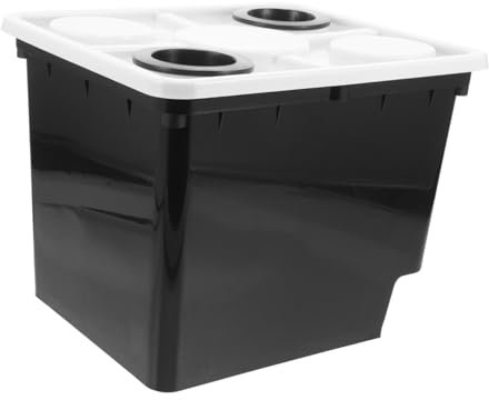 iplusmile Soilless Cultivation Bucket Hydroponic Planting Basket with 2-hole Lid and Tray, Black Plastic Vegetable Nursery Barrel for Greenhouse and Home Gardening