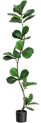 GAOMON 5FT Artificial Fiddle Leaf Fig Tree in Black Nursery Pot,Faux Potted Tree for Home Decor, Fake Rubber Tree for Indoor Office Living Room