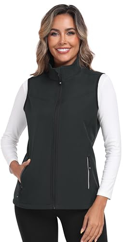 MoFiz Chaleco Ligero Softshell para Mujer Chaqueta sin mangas para Soft shell de acampada y marcha Gris EU S