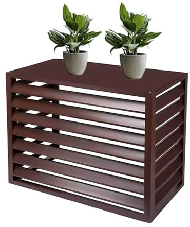 CVERTHAF Clôture de climatiseur en Aluminium avec Capot supérieur, Protection extérieure à persiennes, écran de Protection pour Jardin, équipement de Piscine (Marron, 110 x 60 x 80 cm)