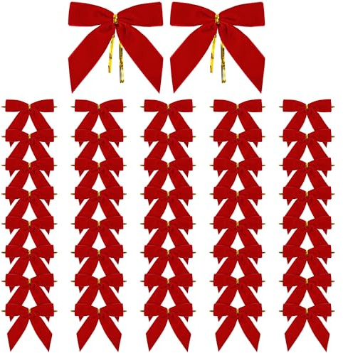 48 Stück Rote Schleifen Weihnachten Schleifen Samtschleifen für Partys, Hochzeiten, Feste
