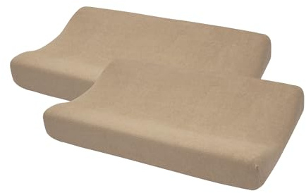 Meyco Wickelauflagenbezug 2er Pack 50x70cm Frottee Spannlaken Taupe | Baumwoll-Mix - Wickelunterlage - Oeko Tex zertifiziert - kuschelig weich & hautfreundlich - waschbar & trocknergeeignet