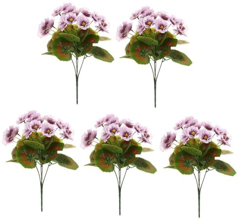 Artificial Pansies Flowers Outdoor, 5pcs UV Resistant Artificial Flowers Fake Pansy Flower Plants Realistic, Floral DIY Tables Party Home Greenery Shrubs Plants Porch Garden Decor