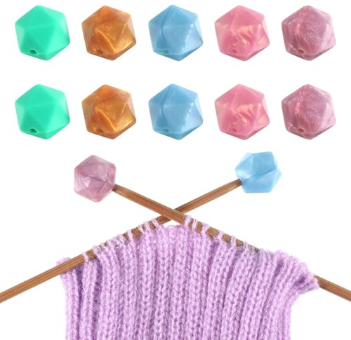 10 Stück Maschenstopper für Stricknadeln,Stricknadel Stopper Silikon,Stricknadel Schutzkappe,Stricknadeln Punktschutz Gummi Stricknadels Punktschutzmaschenstopper Strickzubehör für Stricken DIY Crafts