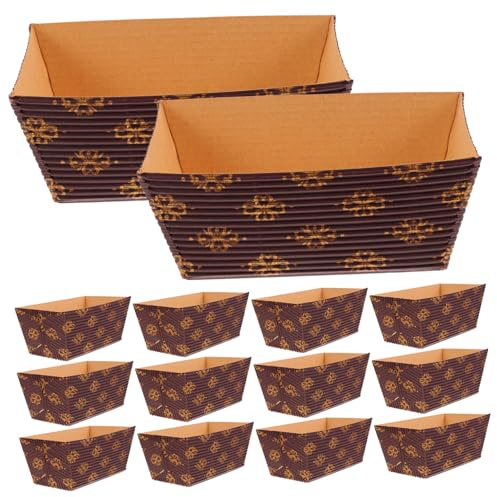 CIYODO 25 piezas Unidades Moldes Papel para Pan Rectangulares Resistentes Altas Temperaturas Apilables para Bizcochos y Pastel Chiffon Uso Doméstico y Profesional