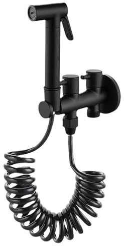 SXWYLZ Wc Brause Set für Intimdusche Bidet Sprühpistolen Set Schwarz Eins Rein Zwei Raus für Bodenreinigung Pflanzenbewässerung