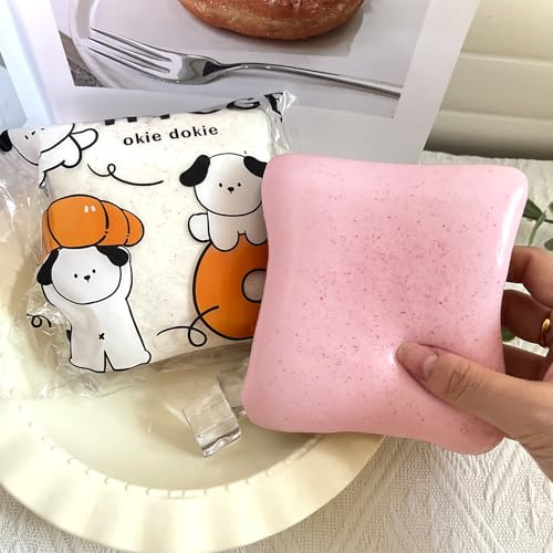 Bread Butter Squishy,Slow Rising Squishy，Stress Balls，Stress Relief & Fidget for ADHD，Party Favor Gift (Pink and White)