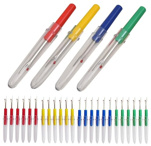 Whispern Cloud 24 Pack Seam Rippers Stainless Steel Thread Cutters | Razor Sharp High Carbon Steel Stitch Removers, Fabric-Safe Design, Multicolour for Sewing, Embroidery & Craft Repairs