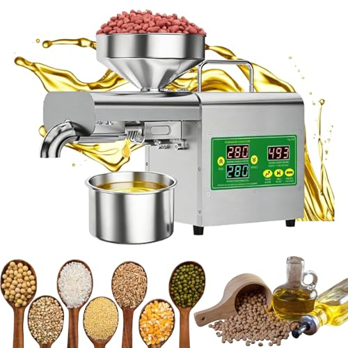 Kgfvesdc Automatic Oil Press Machine Oil Press Machine for Home [Manual Temperature Control/Dual Hot and Cold Press / 1000w] Oil Press for Grains, Spices, Coffee Beans, Corn, and Chinese Herbs